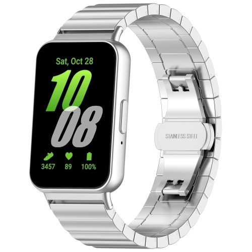 

For Samsung Galaxy Fit 3 SM-R390 One Bead Stainless Steel Metal Watch Band(Silver)