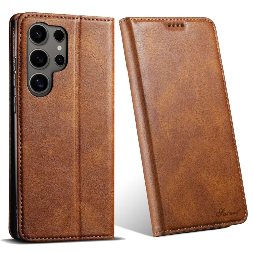 

For Samsung Galaxy S24 Ultra 5G Suteni J02 Oil Wax Wallet Leather Phone Case(Brown)