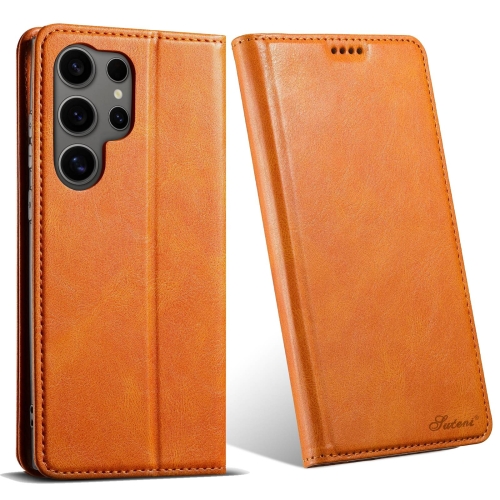 

For Samsung Galaxy S24 Ultra 5G Suteni J02 Oil Wax Wallet Leather Phone Case(Khaki)