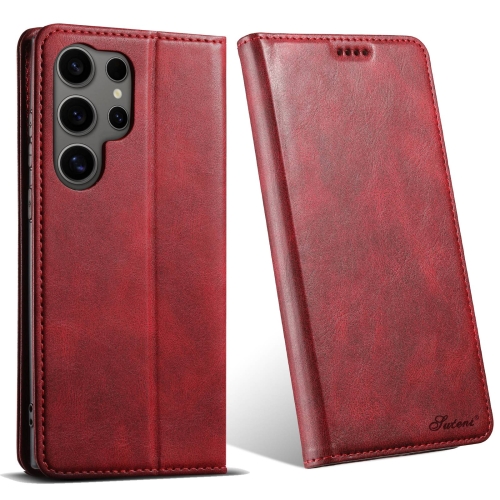 

For Samsung Galaxy S23 Ultra 5G Suteni J02 Oil Wax Wallet Leather Phone Case(Red)