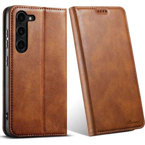 

For Samsung Galaxy S22+ 5G Suteni J02 Oil Wax Wallet Leather Phone Case(Brown)