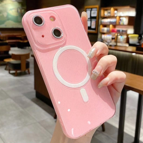 

For iPhone 14 Plus / 15 Plus Jelly Glitter Solid Color MagSafe TPU Phone Case(Peach Pink)