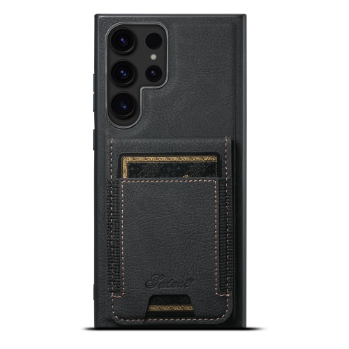 

For Samsung Galaxy S22 Ultra 5G Suteni H17 Litchi Texture Leather Detachable Wallet Phone Case(Black)
