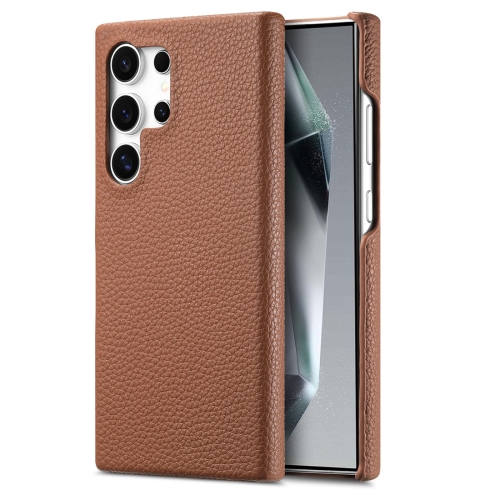 

For Samsung Galaxy S24 Ultra 5G Litchi Oil Edge Leather Back Phone Case(Brown)