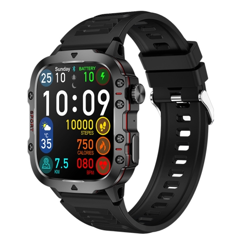 

QX11 1.96 inch Color Screen Smart Watch Silicone Strap Support Bluetooth Call(Black)