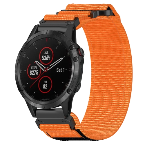 

For Garmin Fenix 5 Plus 22mm Nylon Hook And Loop Fastener Watch Band(Orange)