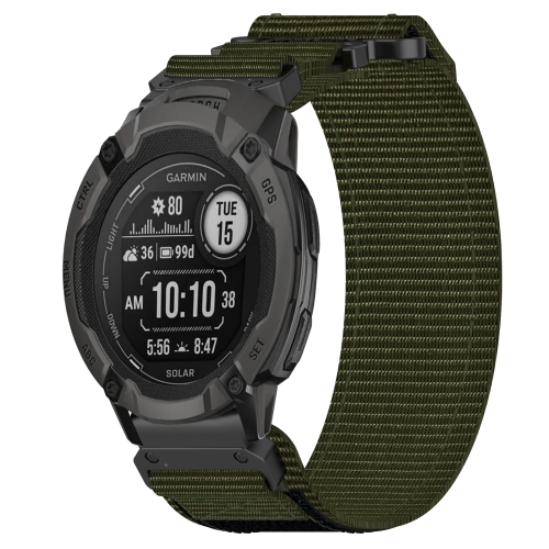 

For Garmin Instinct 2 22mm Nylon Hook And Loop Fastener Watch Band(Army Green)