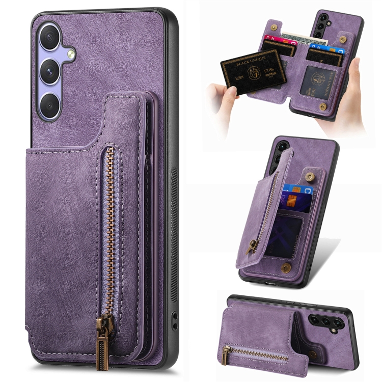 For Samsung Galaxy S25+ 5G Retro Leather Zipper Wallet Back Phone Case(Purple)
For Samsung Galaxy S25+ 5G Retro Leather Zipper Wallet Back Phone Case(Purple)
