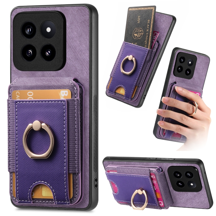 For Xiaomi 14 Pro Retro Splitable Magnetic Stand Card Bag Leather Phone Case(Purple)
For Xiaomi 14 Pro Retro Splitable Magnetic Stand Card Bag Leather Phone Case(Purple)