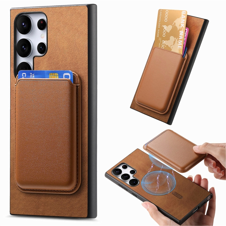 For Samsung Galaxy S25 Ultra 5G Retro Magsafe Card Bag PU Back Cover Phone Case(Brown)
For Samsung Galaxy S25 Ultra 5G Retro Magsafe Card Bag PU Back Cover Phone Case(Brown)