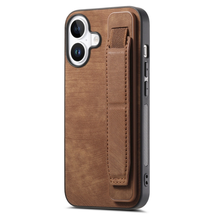 For iPhone 16 Retro Wristband Holder Leather Back Phone Case(Brown)
For iPhone 16 Retro Wristband Holder Leather Back Phone Case(Brown)
