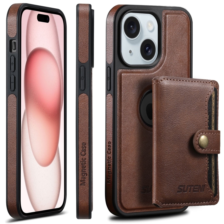 For iPhone 15 Suteni M1 Oil Wax MagSafe Detachable Horizontal Card Bag Phone Case(Brown)
For iPhone 15 Suteni M1 Oil Wax MagSafe Detachable Horizontal Card Bag Phone Case(Brown)