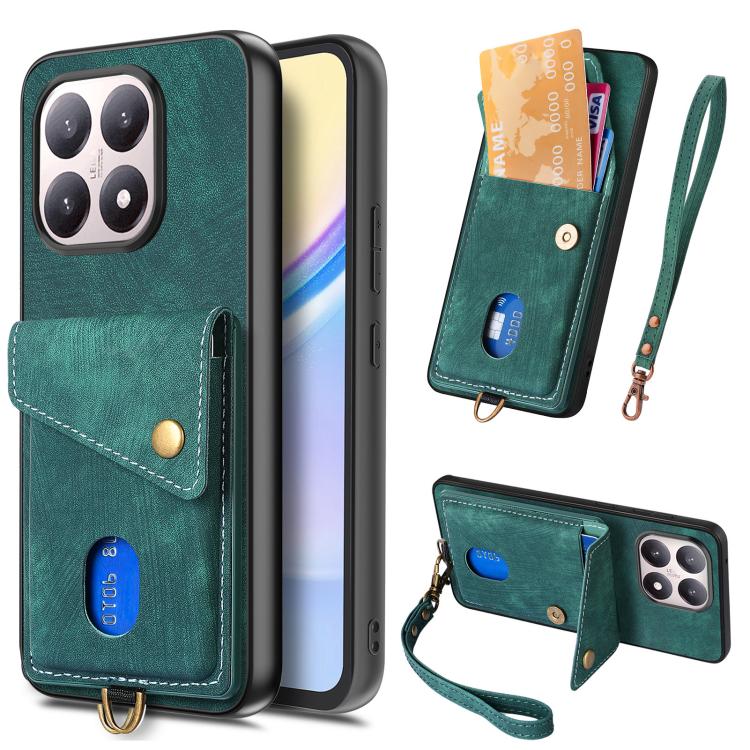 For Xiaomi 15T Retro Card Wallet Fold Leather Phone Case with Strap(Green)
For Xiaomi 15T Retro Card Wallet Fold Leather Phone Case with Strap(Green)