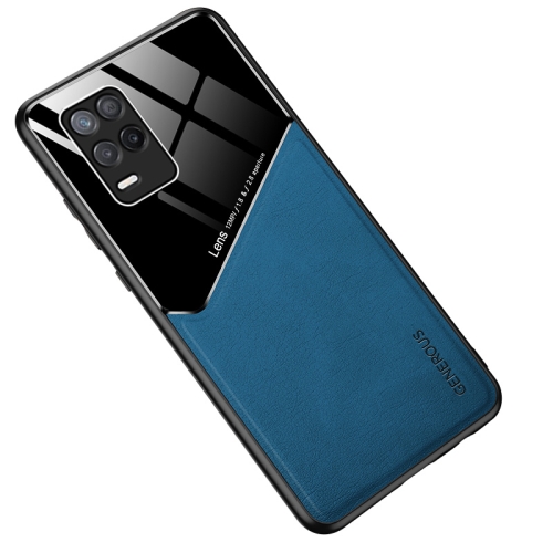 

For Realme 8 5G All-inclusive Leather Organic Glass Phone Case(Blue)