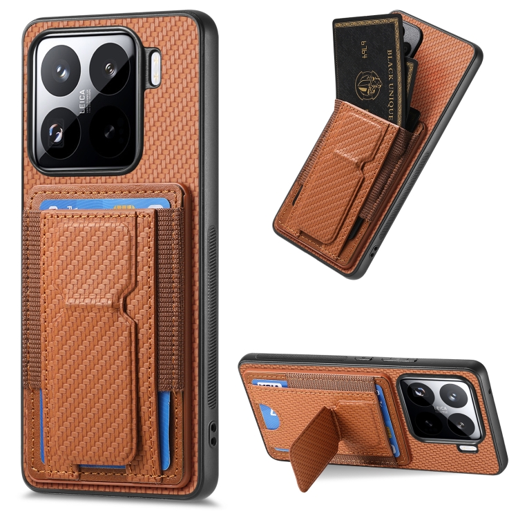 For Xiaomi 15 Carbon Fiber Fold Stand Elastic Card Bag Phone Case(Brown)
For Xiaomi 15 Carbon Fiber Fold Stand Elastic Card Bag Phone Case(Brown)