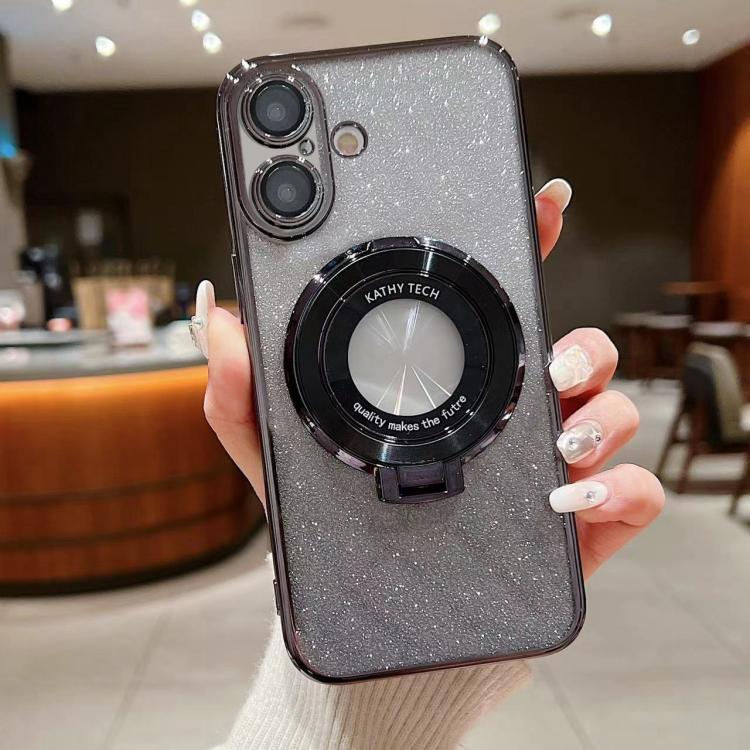 For iPhone 16 Electroplated Holder Gradient Glitter MagSafe Phone Case(Black)
For iPhone 16 Electroplated Holder Gradient Glitter MagSafe Phone Case(Black)