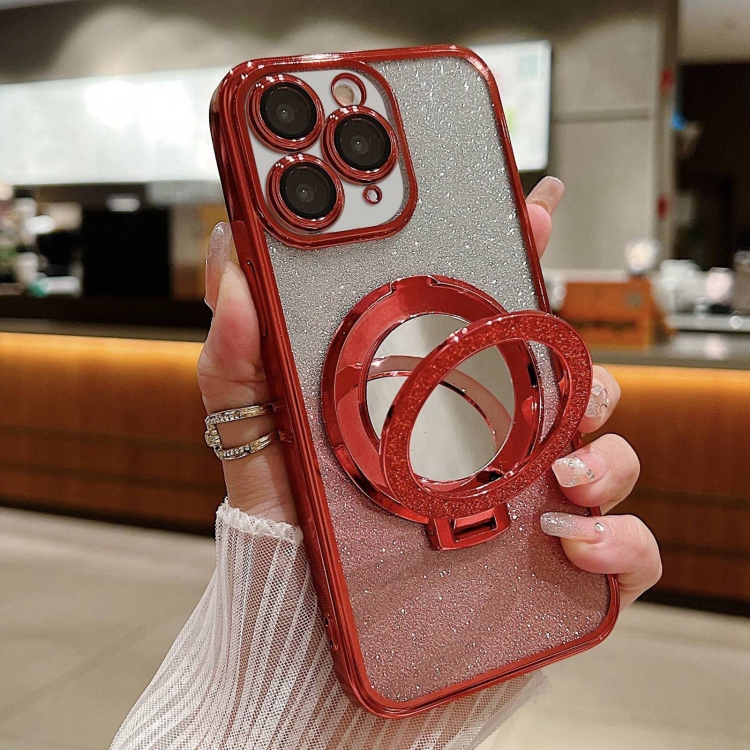 For iPhone 11 Pro Max Plated Mirror Holder Gradient Glitter MagSafe Phone Case(Red)
For iPhone 11 Pro Max Plated Mirror Holder Gradient Glitter MagSafe Phone Case(Red)
