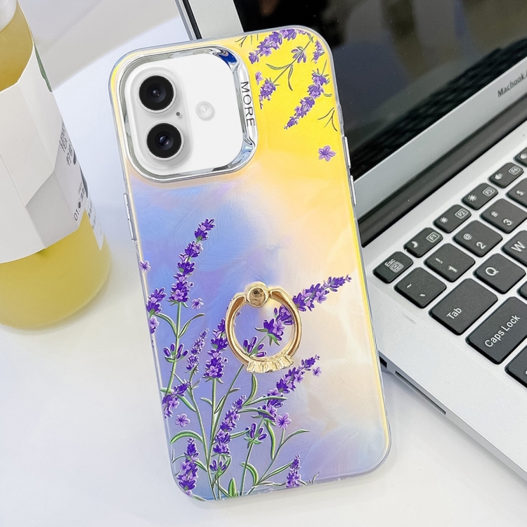For iPhone 16 Plus Electroplating Laser Flower Ring Holder TPU Phone Case(Lavender AH14)
For iPhone 16 Plus Electroplating Laser Flower Ring Holder TPU Phone Case(Lavender AH14)