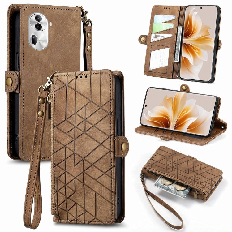For OPPO Reno11 Pro Global Geometric Zipper Wallet Side Buckle Leather Phone Case(Brown)
For OPPO Reno11 Pro Global Geometric Zipper Wallet Side Buckle Leather Phone Case(Brown)