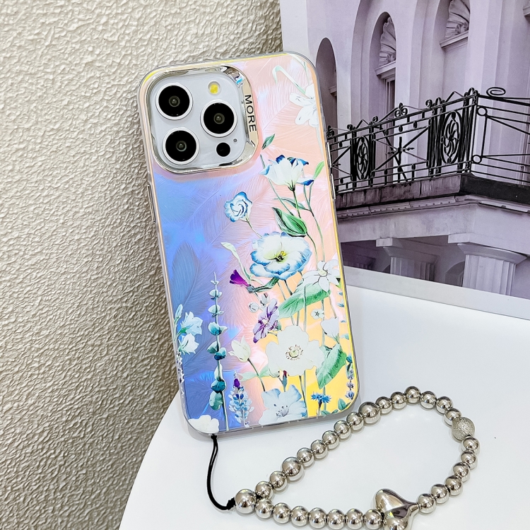 For iPhone 14 Pro Electroplating Laser Flower Phone Case with Wrist Strap(Blue Flower AH8)
For iPhone 14 Pro Electroplating Laser Flower Phone Case with Wrist Strap(Blue Flower AH8)