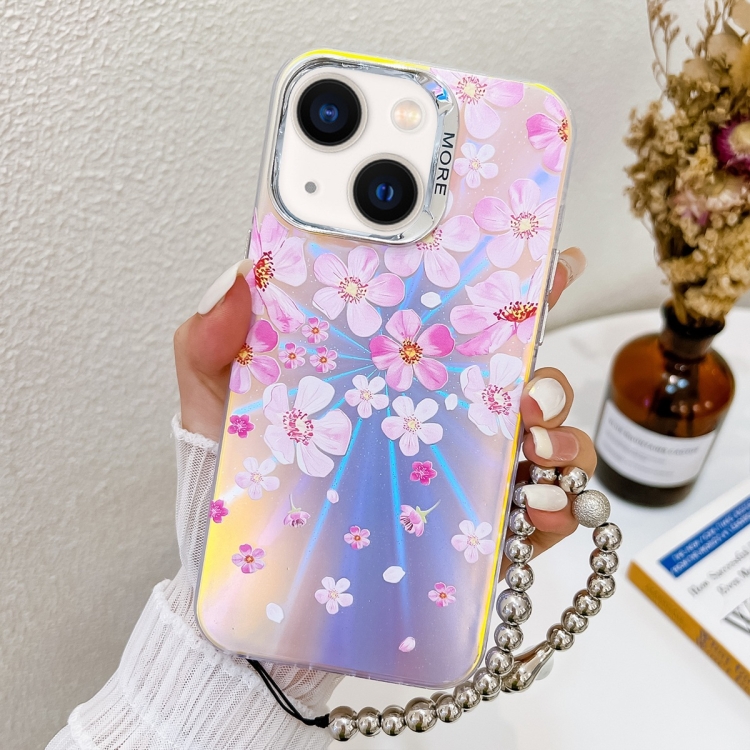 For iPhone 13 Electroplating Laser Flower Phone Case with Wrist Strap(Pink Flower AH13)
For iPhone 13 Electroplating Laser Flower Phone Case with Wrist Strap(Pink Flower AH13)