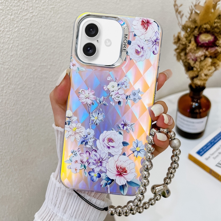 For iPhone 16 Electroplating Laser Flower Phone Case with Wrist Strap(Rose AH15)
For iPhone 16 Electroplating Laser Flower Phone Case with Wrist Strap(Rose AH15)