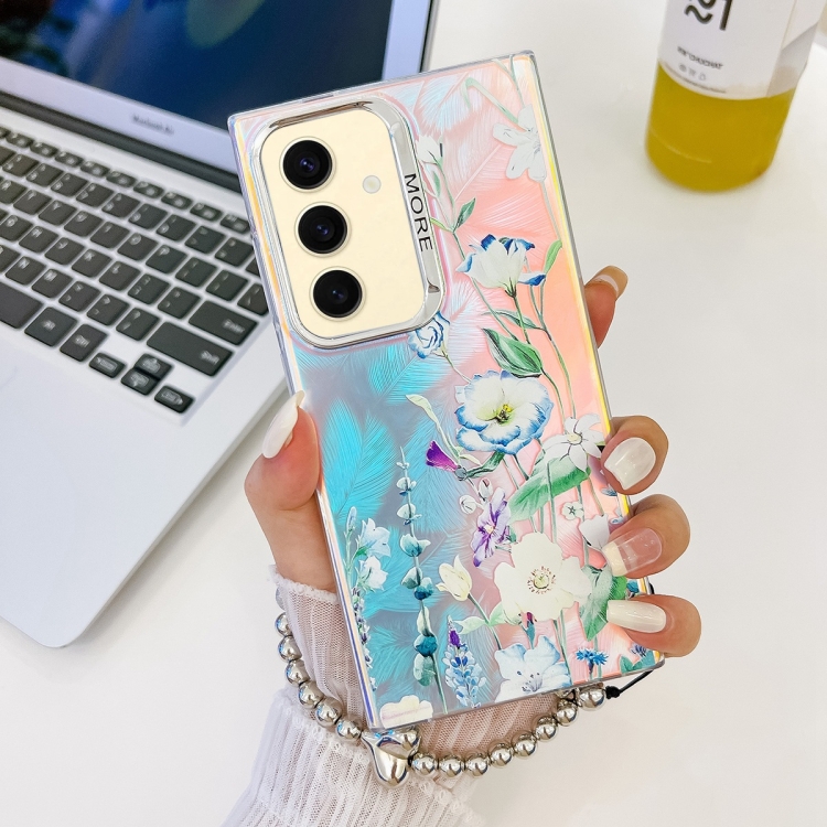 For Samsung Galaxy S24 5G Electroplating Laser Flower Phone Case with Wrist Strap(Blue Flower AH8)
For Samsung Galaxy S24 5G Electroplating Laser Flower Phone Case with Wrist Strap(Blue Flower AH8)