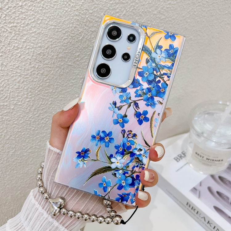 For Samsung Galaxy S23 Ultra 5G Electroplating Laser Flower Phone Case with Wrist Strap(Myosotis AH2) 
For Samsung Galaxy S23 Ultra 5G Electroplating Laser Flower Phone Case with Wrist Strap(Myosotis AH2)