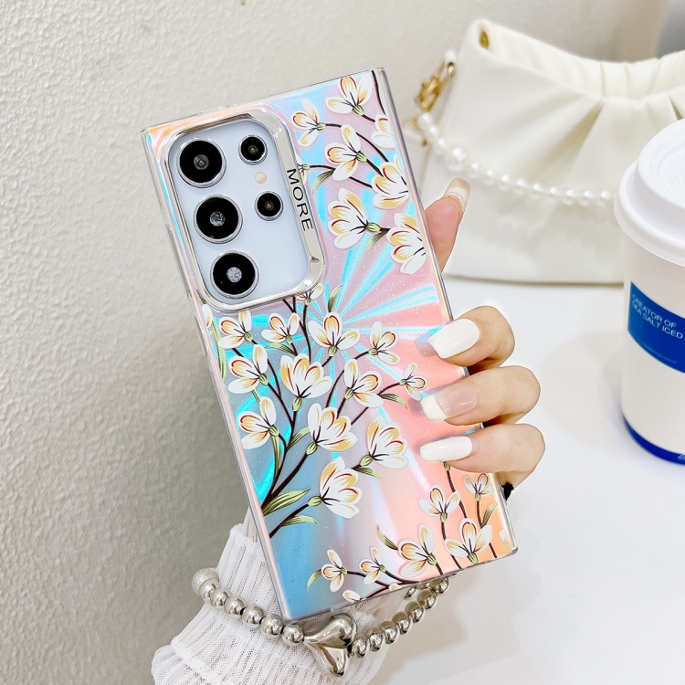 For Samsung Galaxy S23 Ultra 5G Electroplating Laser Flower Phone Case with Wrist Strap(Pear Blossom AH17)
For Samsung Galaxy S23 Ultra 5G Electroplating Laser Flower Phone Case with Wrist Strap(Pear Blossom AH17)