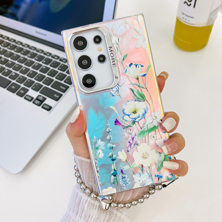 For Samsung Galaxy S22 Ultra 5G Electroplating Laser Flower Phone Case with Wrist Strap(Blue Flower AH8)
For Samsung Galaxy S22 Ultra 5G Electroplating Laser Flower Phone Case with Wrist Strap(Blue Flower AH8)