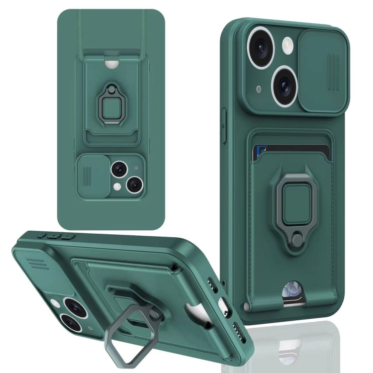 For iPhone 15 Plus Sliding Camshield Magnetic Card Holder Silicone Phone Case(Dark Night Green)
For iPhone 15 Plus Sliding Camshield Magnetic Card Holder Silicone Phone Case(Dark Night Green)