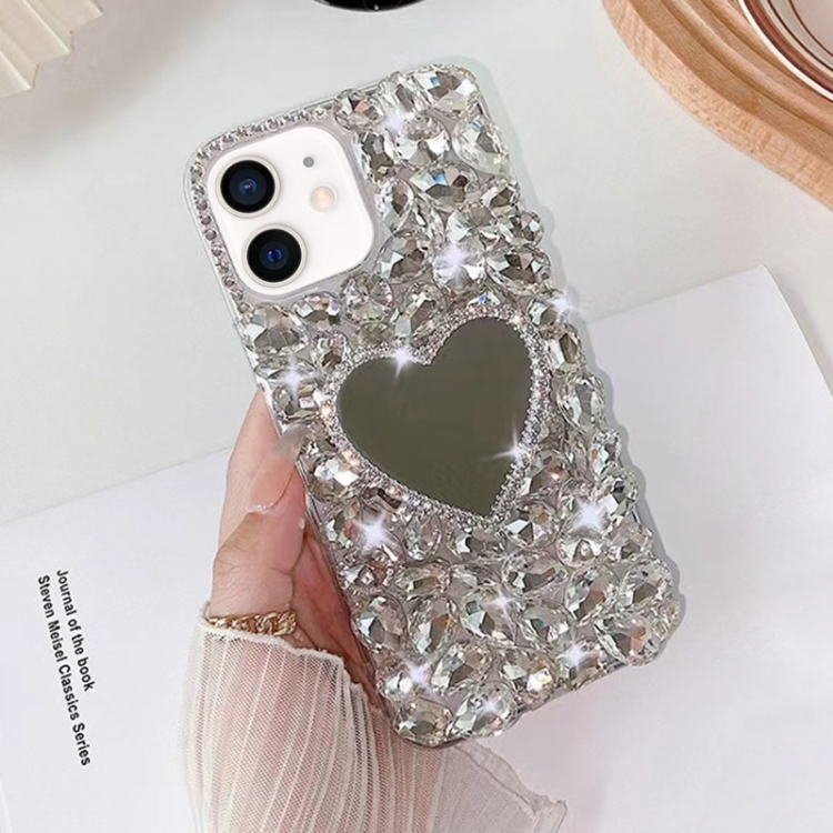 For iPhone 11 Mirror Handmade Bling Rhinestone PC Phone Case(Silver Gray Love)
For iPhone 11 Mirror Handmade Bling Rhinestone PC Phone Case(Silver Gray Love)
