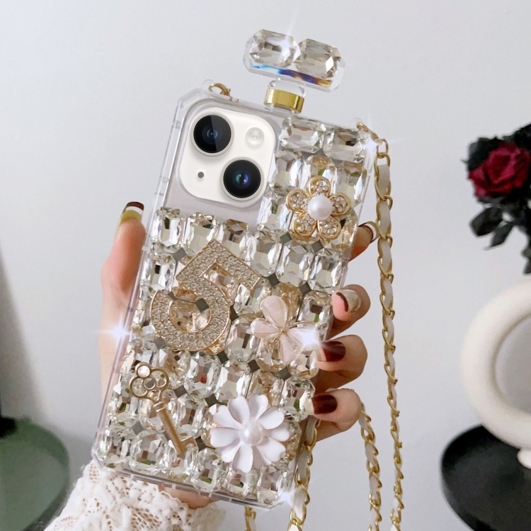 For iPhone 14 Crossbody Perfume Bottle Handmade Inlaid Diamond PC Phone Case(White)
For iPhone 14 Crossbody Perfume Bottle Handmade Inlaid Diamond PC Phone Case(White)