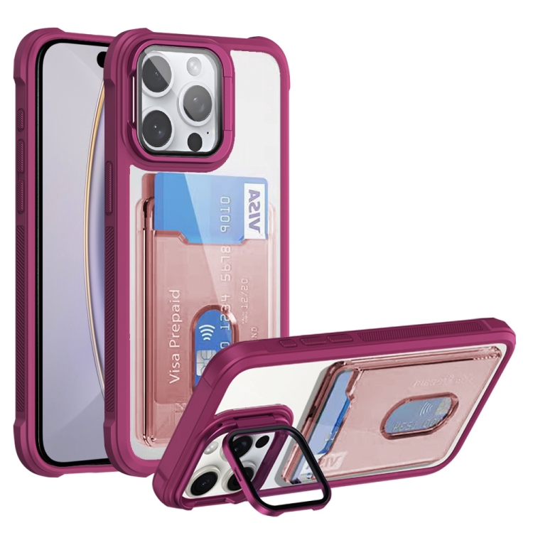 For iPhone 16 Pro Card Bag Holder Acrylic Hybrid TPU Phone Case(Red)
For iPhone 16 Pro Card Bag Holder Acrylic Hybrid TPU Phone Case(Red)