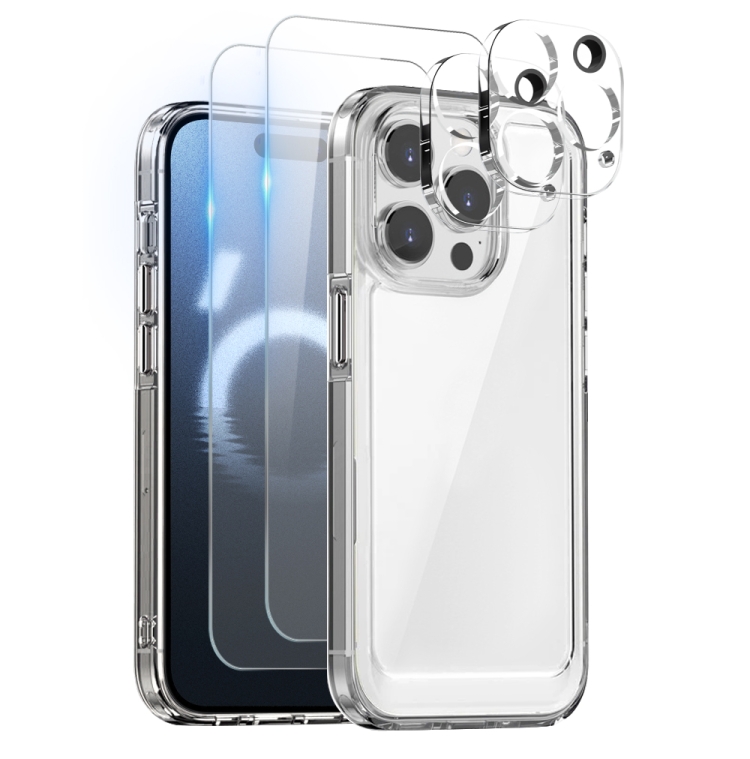For iPhone 16 Pro NORTHJO 5 in 1 Clear Phone Case with 2pcs Screen Film + 2pcs Camera Lens Film
For iPhone 16 Pro NORTHJO 5 in 1 Clear Phone Case with 2pcs Screen Film + 2pcs Camera Lens Film