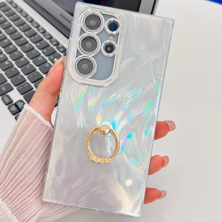 For Samsung Galaxy S23 Ultra 5G Plating Glitter Texture Ring Holder TPU Phone Case with Lens Film(White Feather Yarn)
For Samsung Galaxy S23 Ultra 5G Plating Glitter Texture Ring Holder TPU Phone Case with Lens Film(White Feather Yarn)