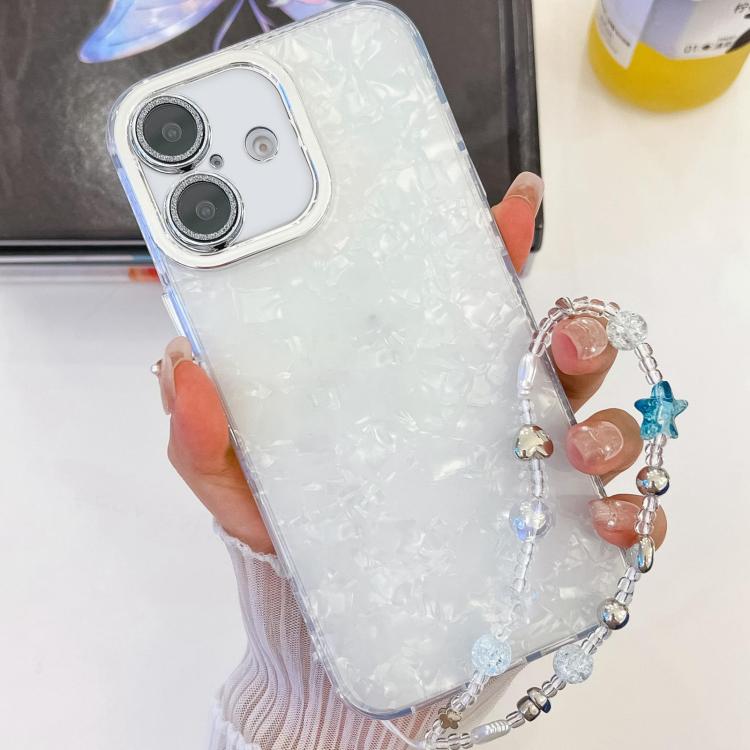 For iPhone 16 Plus Plating Glitter Texture Chain Wristband TPU Phone Case with Lens Film(White Shell Pattern)
For iPhone 16 Plus Plating Glitter Texture Chain Wristband TPU Phone Case with Lens Film(White Shell Pattern)
