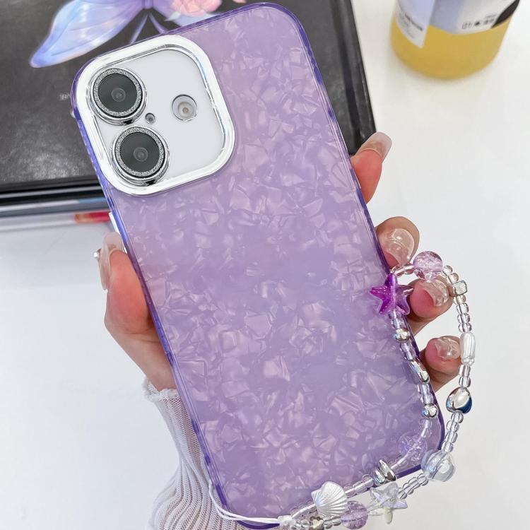 For iPhone 16 Plus Plating Glitter Texture Chain Wristband TPU Phone Case with Lens Film(Purple Shell Pattern)
For iPhone 16 Plus Plating Glitter Texture Chain Wristband TPU Phone Case with Lens Film(Purple Shell Pattern)