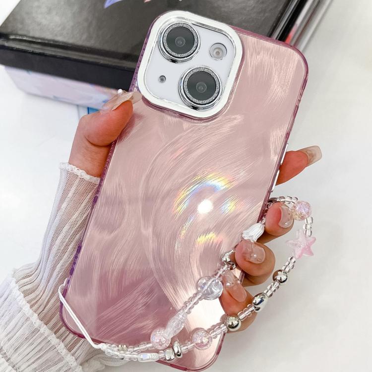 For iPhone 14 Plating Glitter Texture Chain Wristband TPU Phone Case with Lens Film(Pink Feather Yarn)
For iPhone 14 Plating Glitter Texture Chain Wristband TPU Phone Case with Lens Film(Pink Feather Yarn)