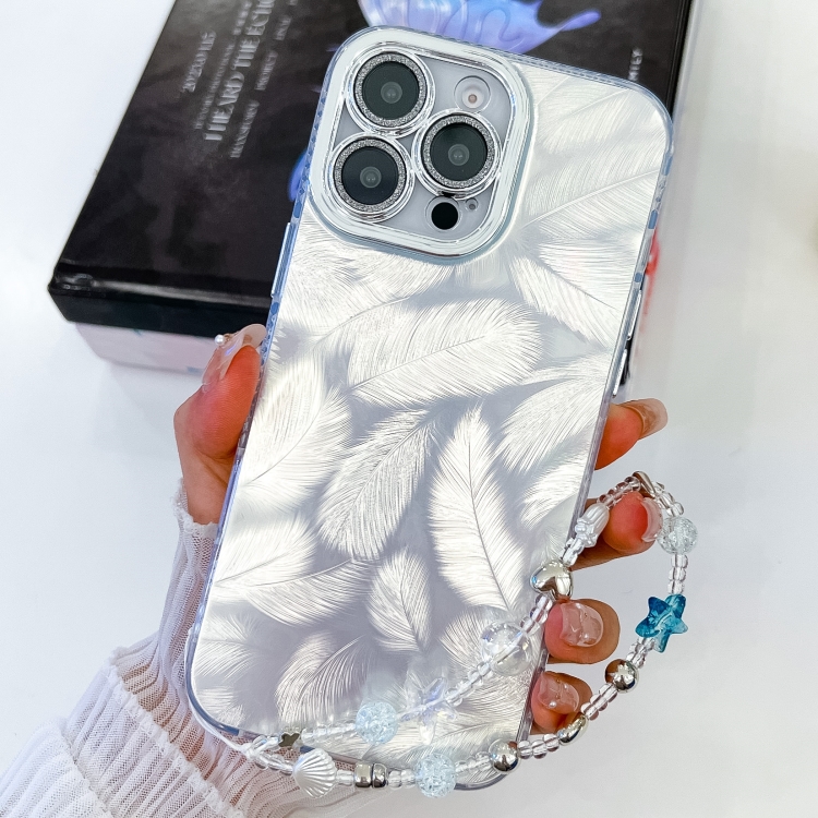 For iPhone 14 Pro Plating Glitter Texture Chain Wristband TPU Phone Case with Lens Film(White Feathers)
For iPhone 14 Pro Plating Glitter Texture Chain Wristband TPU Phone Case with Lens Film(White Feathers)