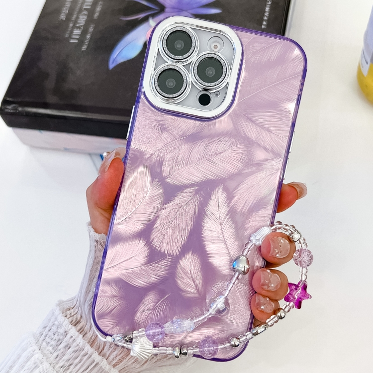 For iPhone 14 Pro Max Plating Glitter Texture Chain Wristband TPU Phone Case with Lens Film(Purple Feathers)
For iPhone 14 Pro Max Plating Glitter Texture Chain Wristband TPU Phone Case with Lens Film(Purple Feathers)
