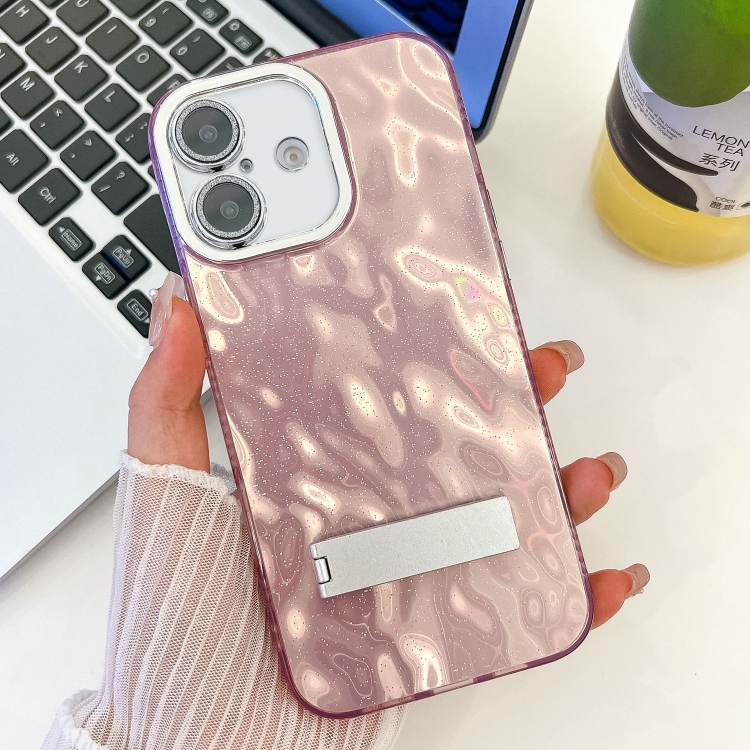 For iPhone 16 Plating Glitter Texture Fold Holder TPU Phone Case with Lens Film(Pink Wrinkles)
For iPhone 16 Plating Glitter Texture Fold Holder TPU Phone Case with Lens Film(Pink Wrinkles)