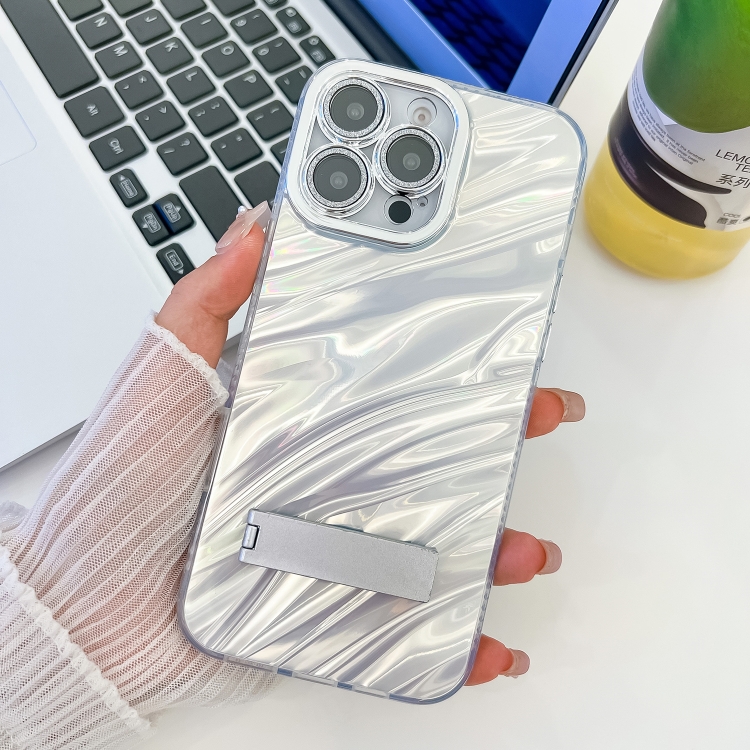 For iPhone 15 Pro Plating Glitter Texture Fold Holder TPU Phone Case with Lens Film(White Water Ripples)
For iPhone 15 Pro Plating Glitter Texture Fold Holder TPU Phone Case with Lens Film(White Water Ripples)