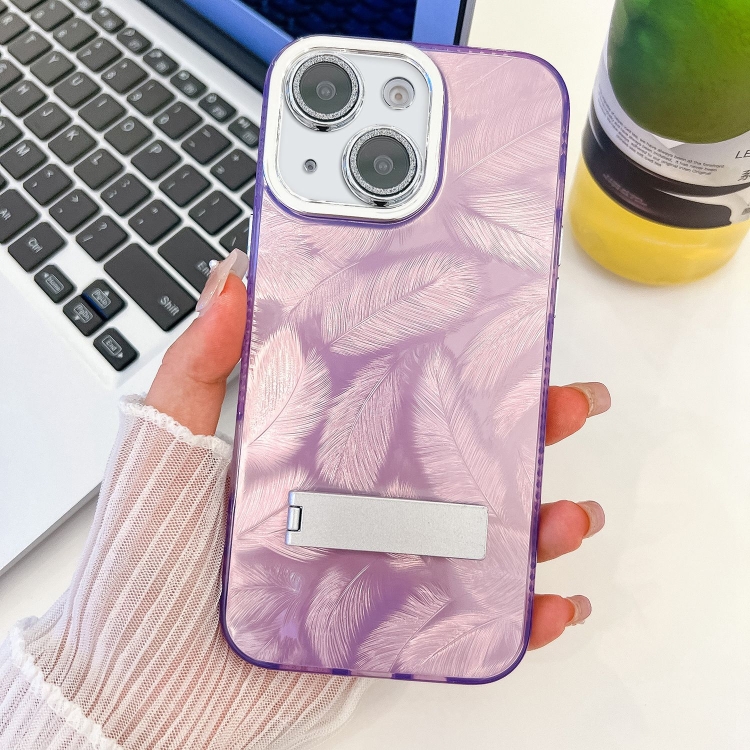 For iPhone 15 Plating Glitter Texture Fold Holder TPU Phone Case with Lens Film(Purple Feathers)
For iPhone 15 Plating Glitter Texture Fold Holder TPU Phone Case with Lens Film(Purple Feathers)