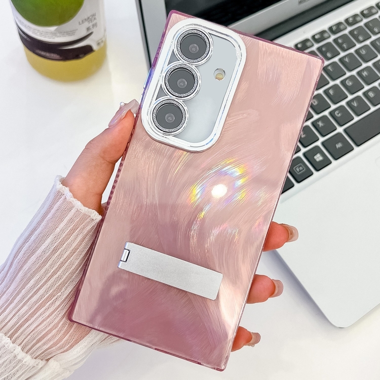 For Samsung Galaxy S24 5G Plating Glitter Texture Fold Holder TPU Phone Case with Lens Film(Pink Feather Yarn)
For Samsung Galaxy S24 5G Plating Glitter Texture Fold Holder TPU Phone Case with Lens Film(Pink Feather Yarn)