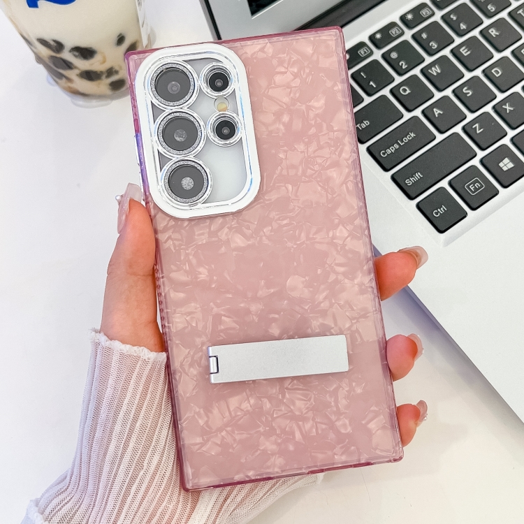 For Samsung Galaxy S23 Ultra 5G Plating Glitter Texture Fold Holder TPU Phone Case with Lens Film(Pink Shell Pattern)
For Samsung Galaxy S23 Ultra 5G Plating Glitter Texture Fold Holder TPU Phone Case with Lens Film(Pink Shell Pattern)
