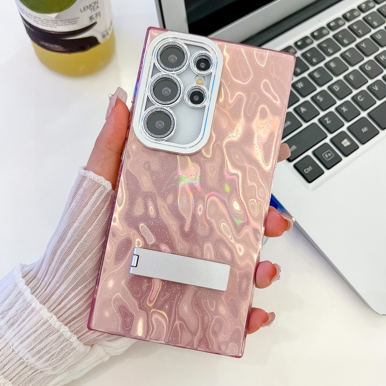 For Samsung Galaxy S23 Ultra 5G Plating Glitter Texture Fold Holder TPU Phone Case with Lens Film(Pink Wrinkles)
For Samsung Galaxy S23 Ultra 5G Plating Glitter Texture Fold Holder TPU Phone Case with Lens Film(Pink Wrinkles)