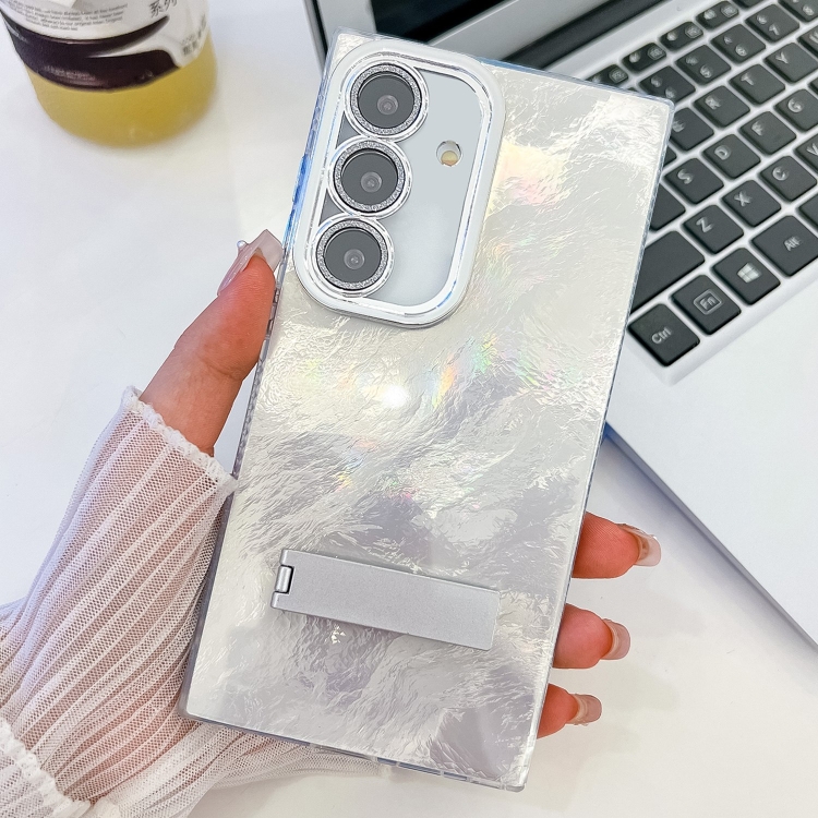For Samsung Galaxy S25+ 5G Plating Glitter Texture Fold Holder TPU Phone Case with Lens Film(White Tinfoil Texture)
For Samsung Galaxy S25+ 5G Plating Glitter Texture Fold Holder TPU Phone Case with Lens Film(White Tinfoil Texture)