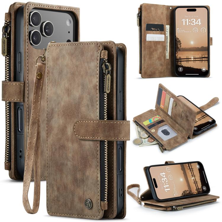 For iPhone 17 Pro CaseMe C30 Card Slots Zipper Wallet Leather Phone Case(Brown)
For iPhone 17 Pro CaseMe C30 Card Slots Zipper Wallet Leather Phone Case(Brown)