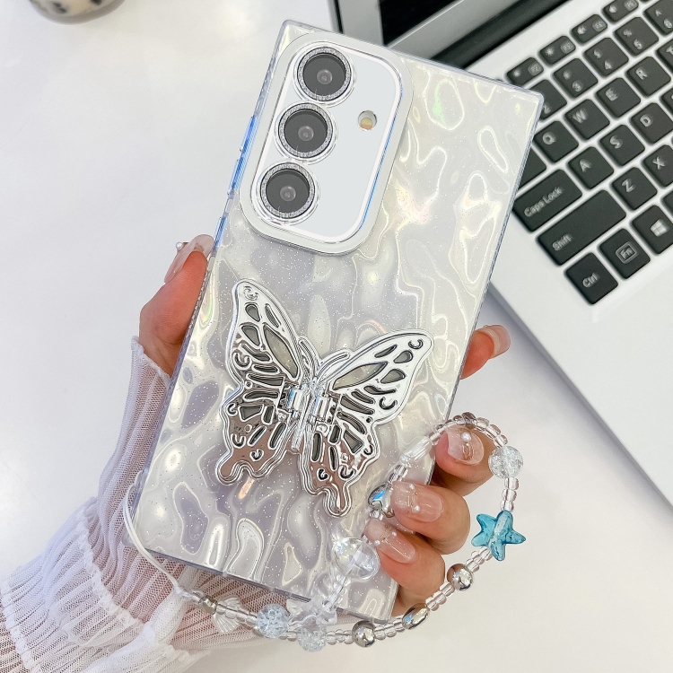 For Samsung Galaxy S24 5G Plating Glitter Lens Film Texture Butterfly Holder Wristband Phone Case(White Wrinkles)
For Samsung Galaxy S24 5G Plating Glitter Lens Film Texture Butterfly Holder Wristband Phone Case(White Wrinkles)